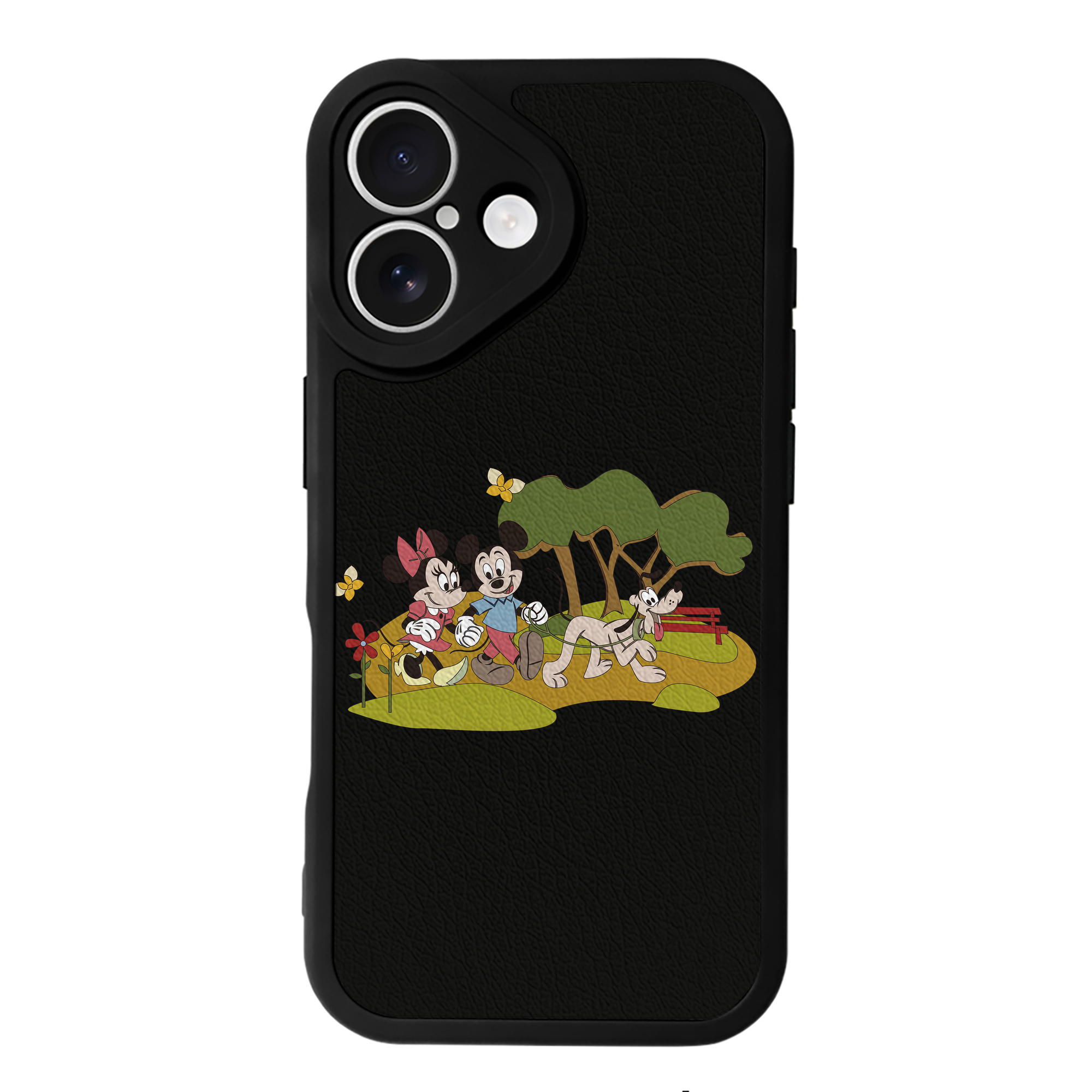 （画像用） ミッキーマウス Mickey Mouse 【iPhone 16シリーズ対応】シリコンスマホケース（レザー調） 材質：シリコン